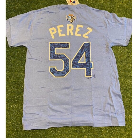 Kansas City Royals shirt mens medium blue All Star Game Chris Perez MLB - Picture 5 of 8